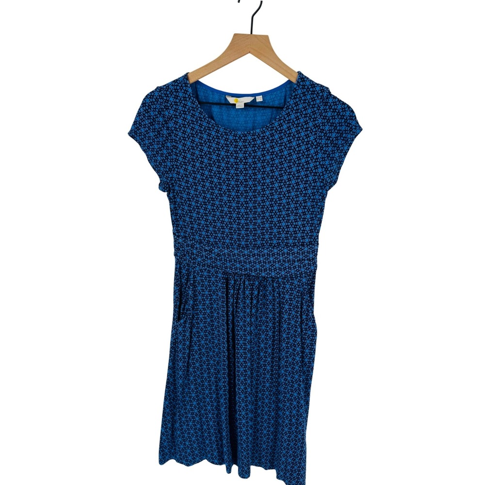 Boden Jersey Dress Blue Navy Star Print Size US 6P Geometric Casual Whimsical
